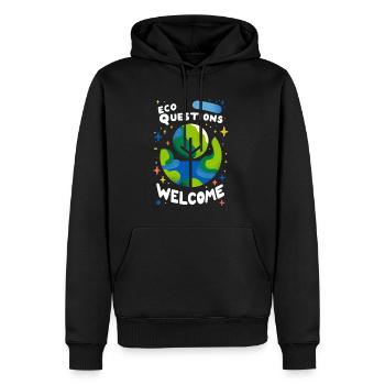 Questions écologiques Bienvenue 2 - Sweat à capuche Premium bio Homme - noir - Devant - Nico (187cm)