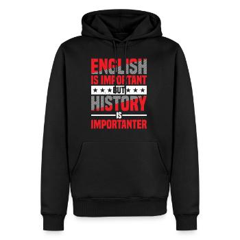 English Is Important But History Is Importanter 9 - Männer Premium Bio Hoodie - Schwarz - Vorne - Nico (187cm)