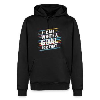 Je peux écrire un but pour ce 6 - Sweat à capuche Premium bio Homme - noir - Devant - Nico (187cm)