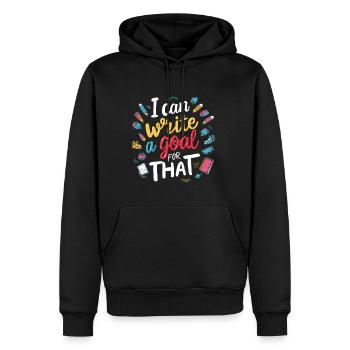 Je peux écrire un but pour ça 7 - Sweat à capuche Premium bio Homme - noir - Devant - Nico (187cm)