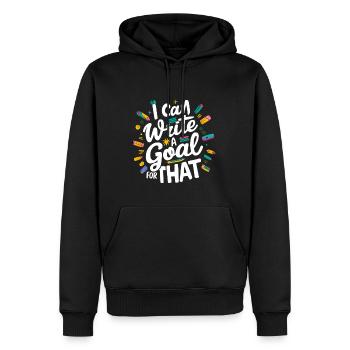 Je peux écrire un but pour ce 8 - Sweat à capuche Premium bio Homme - noir - Devant - Nico (187cm)