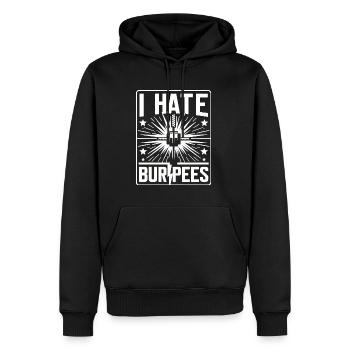 I Hate Burpees 12 - Men’s Premium Organic Hoodie - black - Front - Nico (187cm)