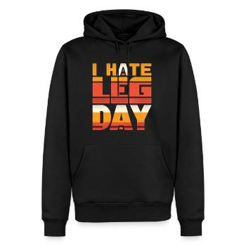 Je déteste les jambes Jour 34 - Sweat à capuche Premium bio Homme - noir - Devant - Nico (187cm)