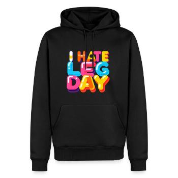 Je déteste les jambes Jour 33 - Sweat à capuche Premium bio Homme - noir - Devant - Nico (187cm)