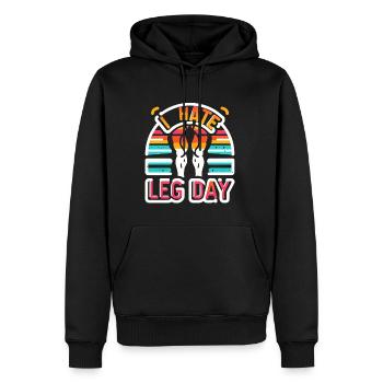 Je déteste la jambe Jour 36 - Sweat à capuche Premium bio Homme - noir - Devant - Nico (187cm)