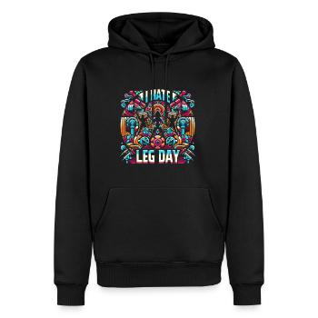 Je déteste la jambe Jour 37 - Sweat à capuche Premium bio Homme - noir - Devant - Nico (187cm)