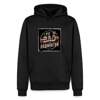 J’ai mis le mauvais dans le badminton 2 - Sweat à capuche Premium bio Homme - noir - Devant - Nico (187cm)