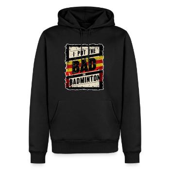 J’ai mis le mauvais dans le badminton 3 - Sweat à capuche Premium bio Homme - noir - Devant - Nico (187cm)