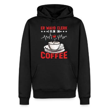 Er Ward Clerk I Run On Coffee 5 - Männer Premium Bio Hoodie - Schwarz - Vorne - Nico (187cm)