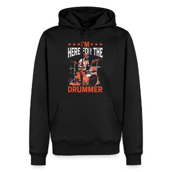 Je suis là pour le batteur 17 - Sweat à capuche Premium bio Homme - noir - Devant - Nico (187cm)