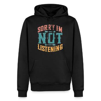 Désolé, je n’écoute pas 37 - Sweat à capuche Premium bio Homme - noir - Devant - Nico (187cm)