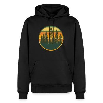 Coucher de soleil Forêt Nature Extérieur Rétro Années 80 Vibe 2 - Sweat à capuche Premium bio Homme - noir - Devant - Nico (187cm)