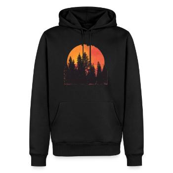 Sunset Forest Silhouette Extérieur Rétro Années 80 Vibe 2 - Sweat à capuche Premium bio Homme - noir - Devant - Nico (187cm)