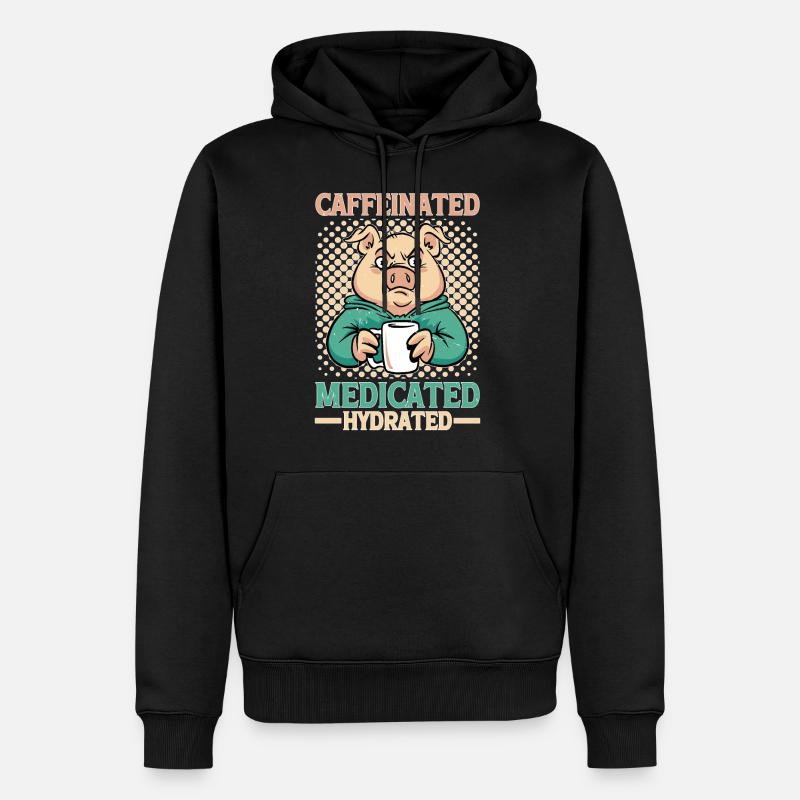 Caffeinated Medicated Hydrated - Männer Premium Bio Hoodie - Schwarz