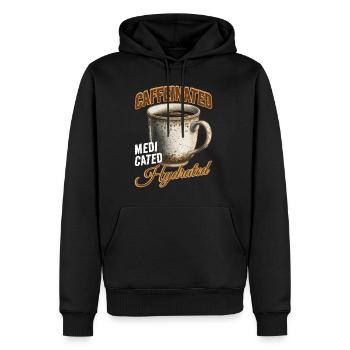 Caffeinated Medicated Hydrated 2 - Männer Premium Bio Hoodie - Schwarz - Vorne - Nico (187cm)