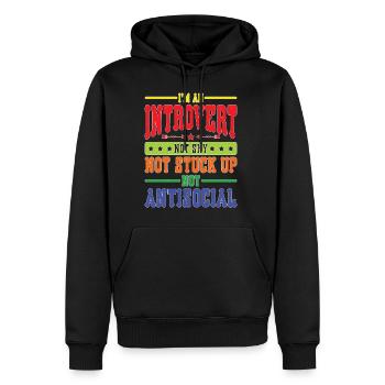 I'm an introvert, not shy, not antisocial - Men’s Premium Organic Hoodie - black - Front - Nico (187cm)