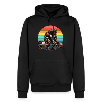 Entraînement de gymnastique de soulevé de terre Strong Bear Powerlifter - Sweat à capuche Premium bio Homme - noir - Devant - Nico (187cm)