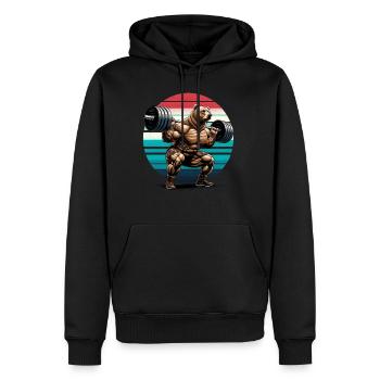 Entraînement de gymnastique de squat d'haltérophile Strong Bear - Sweat à capuche Premium bio Homme - noir - Devant - Nico (187cm)