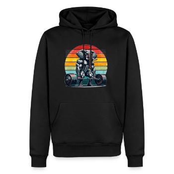 Entraînement de gymnastique de soulevé de terre Strong Elephant Powerlifter - Sweat à capuche Premium bio Homme - noir - Devant - Nico (187cm)