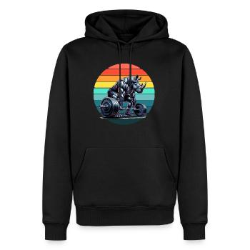 Entraînement de gymnastique Strong Rhino Powerlifter Deadlift - Sweat à capuche Premium bio Homme - noir - Devant - Nico (187cm)