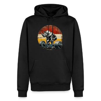 Strong Rhino Powerlifter Deadlift Gym Entraînement 2 - Sweat à capuche Premium bio Homme - noir - Devant - Nico (187cm)