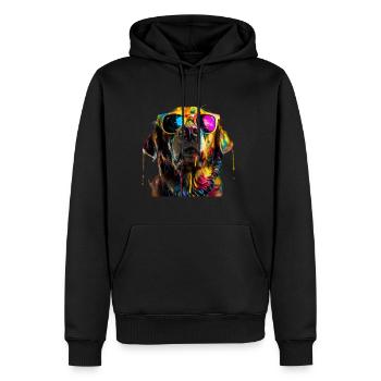 Cool Sunglasses Dog Covered In Rainbow Paint 2 - Männer Premium Bio Hoodie - Schwarz - Vorne - Nico (187cm)