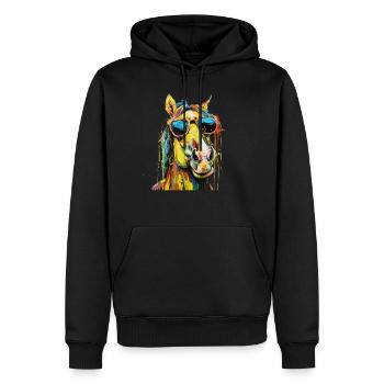 Cool Sunglasses Horse Covered In Rainbow Paint 2 - Männer Premium Bio Hoodie - Schwarz - Vorne - Nico (187cm)