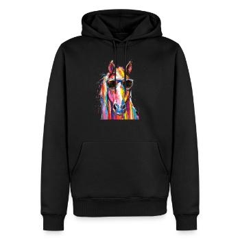 Cool Sunglasses Horse Covered In Rainbow Paint - Männer Premium Bio Hoodie - Schwarz - Vorne - Nico (187cm)