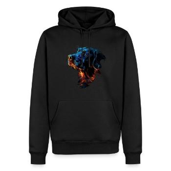Red and Blue Dog Fierce and Vivid Animal Art - Männer Premium Bio Hoodie - Schwarz - Vorne - Nico (187cm)
