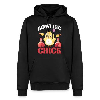 Bowling Chick 21 - Männer Premium Bio Hoodie - Schwarz - Vorne - Nico (187cm)