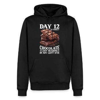 Jour 12 Sans chocolat, perte de l’audition dans mon œil29 - Sweat à capuche Premium bio Homme - noir - Devant - Nico (187cm)