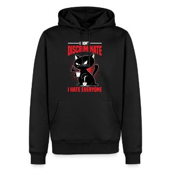 Je ne fais pas de discrimination Je déteste tout le monde 26 - Sweat à capuche Premium bio Homme - noir - Devant - Nico (187cm)