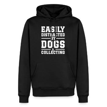 Facilement distrait par les chiens et la collection - Sweat à capuche Premium bio Homme - noir - Devant - Nico (187cm)