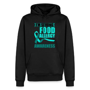 Je suis fort, sensibilisation aux allergies alimentaires 4 - Sweat à capuche Premium bio Homme - noir - Devant - Nico (187cm)
