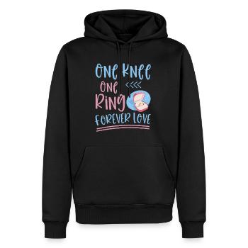 Un genou une bague Amour éternel 4 - Sweat à capuche Premium bio Homme - noir - Devant - Nico (187cm)