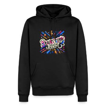 Brainstormy Buddy 10 - Sweat à capuche Premium bio Homme - noir - Devant - Nico (187cm)