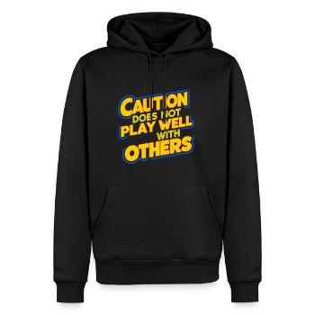 Caution Does Not Play Well With Others 93 - Men’s Premium Organic Hoodie - black - Front - Nico (187cm)