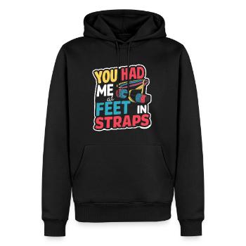 Tu m’avais aux pieds dans les sangles 57 - Sweat à capuche Premium bio Homme - noir - Devant - Nico (187cm)