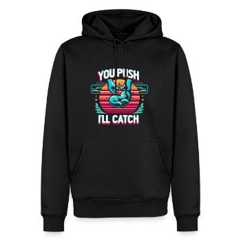 You Push I'll Catch 12 - Men’s Premium Organic Hoodie - black - Front - Nico (187cm)
