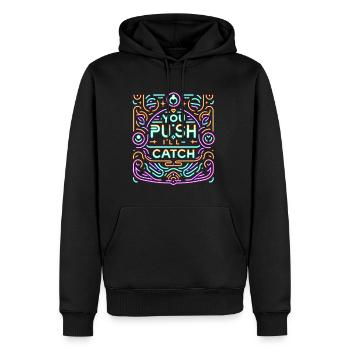 You Push I'll Catch 13 - Men’s Premium Organic Hoodie - black - Front - Nico (187cm)