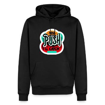You Push I'll Catch 11 - Men’s Premium Organic Hoodie - black - Front - Nico (187cm)