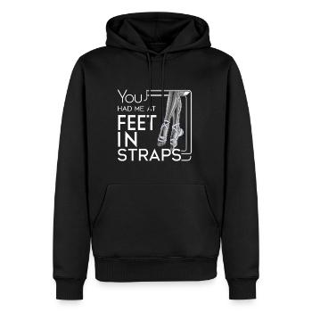 Tu m’avais aux pieds dans les sangles 63 - Sweat à capuche Premium bio Homme - noir - Devant - Nico (187cm)