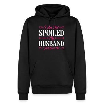 Je ne suis pas gâtée, mon mari m’aime juste 14 - Sweat à capuche Premium bio Homme - noir - Devant - Nico (187cm)