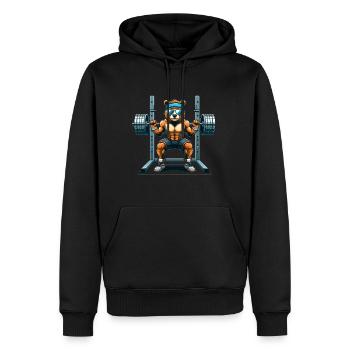 Strong Bear Squatting in the Gym - Men’s Premium Organic Hoodie - black - Front - Nico (187cm)