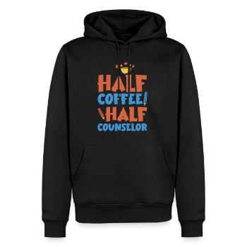 Half Coffee Half Counselor 4 - Männer Premium Bio Hoodie - Schwarz - Vorne - Nico (187cm)