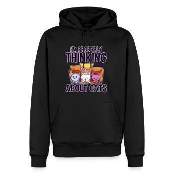 I'm Probably Thinking About Cats 4 - Men’s Premium Organic Hoodie - black - Front - Nico (187cm)
