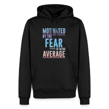Motivé par la peur d’être moyen 4 - Sweat à capuche Premium bio Homme - noir - Devant - Nico (187cm)