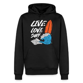 Live Love Surfing - Männer Premium Bio Hoodie - Schwarz - Vorne - Nico (187cm)