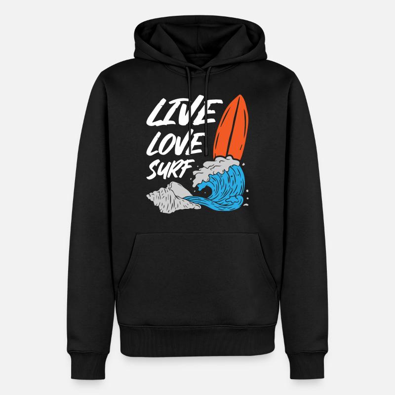 Surf d’amour en direct - Sweat à capuche Premium bio Homme - noir