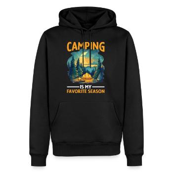 Le camping est ma saison 2 préférée - Sweat à capuche Premium bio Homme - noir - Devant - Nico (187cm)